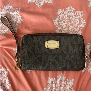 Brown MK wristlet wallet